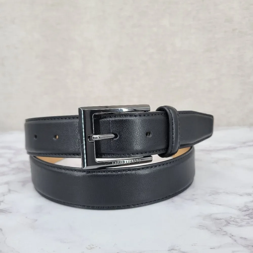 Louis Feraud Paris Classic Black Leather Belt